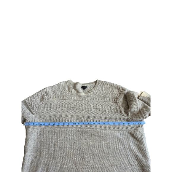J.Crew Men's Tan Basic Cable Knit‎ Cotton Elbow Patch Crewneck Sweater Large - Picture 8 of 10